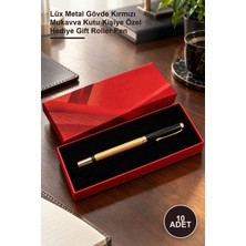 Yenilig 10 Adet Hediyelik Kutulu Roller Kalem – Lüx Metal Gövde Kırmızı Mukavva Kutu Kişiye Özel Hediye Gift Roller Pen