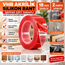 Haneliya Akrilik Silikon Bant Şeffaf Çift Taraflı Güçlü Yapışkan Bant 18 mm x 2 Metre