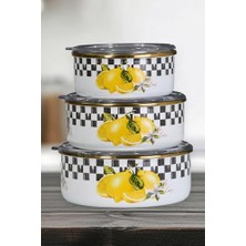 aklow akyoleticaret Lemon Emaye Üçlü Saklama Seti