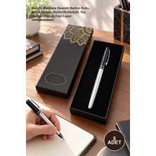 Yenilig 5 Adet Metal Silver Roller Kalem – Kutulu Mandala Desenli Karton Kutu, Metal Gövde, Roller/rollerball, Vip Hediye, Kişiye Özel Lazer