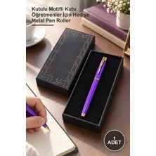Yenilig 1 Adet Mor Metal Roller Kalem – Kutulu Motifli Kutu Öğretmenler Için Hediye Metal Pen Roller