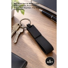 Yenilig 4 Adet Deri Metal Anahtarlık – Mat Siyah Deri ve Metal, Lazer Isim Yazılabilir, Promosyon Kişiye Özel Keychain Key Ring