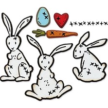 aklow akyoleticaret Bunny Stitch Tim Holtz Damga Kalıbı, 15 Parçalı Set