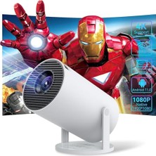 aklow akyoleticaret 4K HY300 Pro Projeksiyon Cihazı, 1080P Full Hd Görüntü Kalitesi, 200 Ansı Lümen Parlaklık, Dahili Hoparlörlü, HDMI USB Bağlantılı Wifi 6 Bluetooth 5,40-130 Inch Görüntü