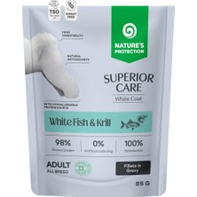 aklow akyoleticaret Beyaz Tüylü Köpekler Için Beyaz Balıklı ve Krilli Sos Içinde Yaş Köpek Maması, 85G