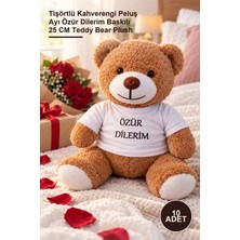 Yenilig 10 Adet Oyuncak Ayıcık – Tişörtlü Kahverengi Peluş Ayı Özür Dilerim Baskılı 25 cm Teddy Bear Plush