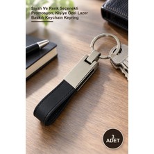 Yenilig 3 Adet Deri Metal Anahtarlık – Siyah ve Renk Seçenekli Promosyon, Kişiye Özel Lazer Baskılı Keychain Keyring