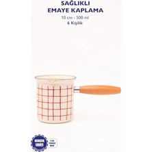 aklow akyoleticaret Cezve, Cupid Kareli Emaye Ahşap Saplı (500 Ml-6 Kişilik)
