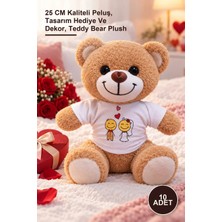 Yenilig 10 Adet Gelin Damat Tişörtlü Peluş Ayıcık – 25 cm Kaliteli Peluş, Tasarım Hediye ve Dekor, Teddy Bear Plush