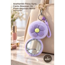Yenilig 1 Adet Papatya Tasarımlı Peluş Ayna – Anahtarlıklı Peluş Ayna, Çanta Aksesuarı ve Plush Keychain Mirror
