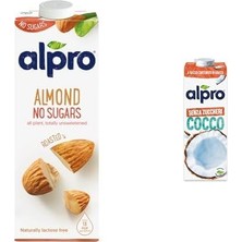 aklow akyoleticaret Şekersiz Badem Bitki Bazlı Içecek 1 L ve Alpro Şekersiz Hindistan Cevizi Bitki Bazlı Içecek 1 L