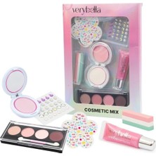 aklow akyoleticaret VRB83000 Güzellik Seti, Saç Tebeşiri, Far, Yüz Boyası, Lip Gloss ve Sticker