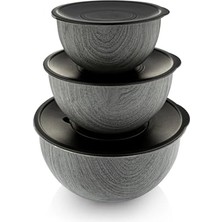 aklow akyoleticaret Antrasit Metal Karıştırma Kabı, 3'lü