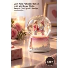 Yenilig 1 Adet Love Story Işıklı Mini Kar Küresi – Cam Küre Polyester Taban, Işıklı Mini Snow Globe, Sevgili Çift Figürlü Hediye