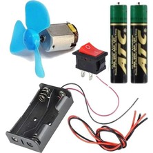 aklow akyoleticaret Kablo, Motor Deney Seti 1 Paket Pervane Dc Motor Anahtar Pil Yatağı Iletken Pil Okul Sınıf Deney Malzemesi