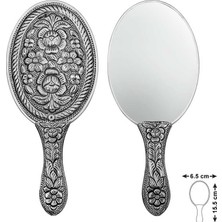 aklow akyoleticaret T8635 925 Ayar Gümüş Papatya ve Gül Motifli El Aynası
