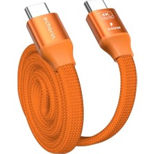 aklow akyoleticaret Manyetik Turuncu 240W 20GBPS Type-C To Type-C Hızlı Şarj, Iphone, Görüntü ve Veri Aktarım Kablosu, Ipad, Macbook, Samsung Galaxy Uyumlu