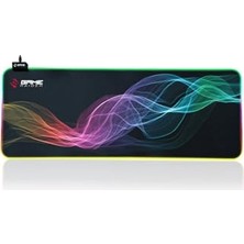 aklow akyoleticaret Gen Xxl Rgb Kaydırmaz Kauçuk Taban Mikrofiber Mouse Pad Siyah 90X40 cm