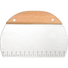 aklow akyoleticaret Çelik Oval Ahşap Saplı Hamur Kesici Spatula, Kahverengi