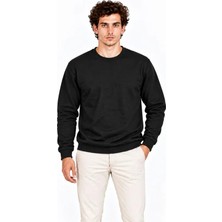 Mç Plus Erkek Bisiklet Yaka Içi Şardonlu 2 Iplik Düz Uzun Kollu Regular Fit Sweatshirt - Siyah