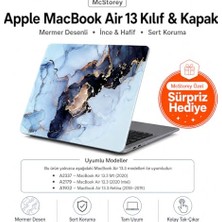 aklow akyoleticaret MacBook Air 13.3 Inç A1932 A2179 A2337 M1 Uyumlu Sert Koruyucu Kapak, Mavi Siyah Mermer Desenli Kılıf