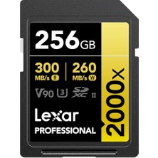 aklow akyoleticaret 256GB Profesyonel 2000X Sdxc Hafıza Kartı; Uhs-Iı, C10, U3, V90, Full-Hd ve 8k Video, 300MB/S'YE Kadar Okuma, Dslr, Sinema Kalitesinde Video Kameralar (LSD2000256G-BNNNU)
