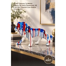 Yenilig 1 Adet Dekoratif Polyester Aslan Figürü – Renkli Tasarım, Iç Mekan Dekoru ve Vitrin Süslemesi, 46 x 30 Cm, Colorful Lion Statue