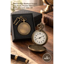 Yenilig 5 Adet Antik Köstekli Saat – Özel Kutulu Baskıya Uygun Cep Saati, Pocket Watch, Retro Tasarım 4x5 cm