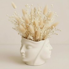 MSP Yüz Saksı – Taş Tozu Sukulent Saksısı, Modern Minimalist Masa Dekoru, El Yapımı Sukulent Saksı, Kalemlik & Makyaj Fırçası Organizer, 11 cm