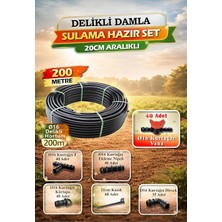 MSP Damla Sulama Sistemi 200M – 16MM Delikli Hortum 20CM Aralıklı, Damlatıcı Bağlantı Parçaları Dahil, Bahçe Tarla