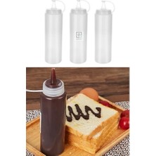 aklow akyoleticaret Chef Şişesi Kapaklı 700 ml Salata Sosu Zeytinyağı Ketçap Mayonez Dağıtıcı Sıkma Sosluk Şişe(4 Adet)