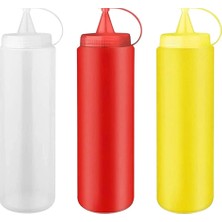 aklow akyoleticaret 3 Adet Fişek Sosluk 400 Ml. Sosluk Sarı Şeffaf Kırmızı