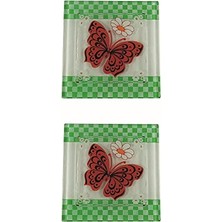 aklow akyoleticaret Cam Banyo Gider Kapak Süsü, 2 Adet Cam Gider Kapağı, 10X10 Cm, Kelebek