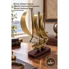 Yenilig 1 Adet Yelkenli Gemi Maketi – Pirinç Detaylı Ahşap Kaideli Dekoratif Masaüstü Model Sailboat Ship