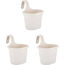 MSP Askılı Balkon Saksı Seti, 22.2 Cm, 3 Litre, 3 Adet, Beyaz