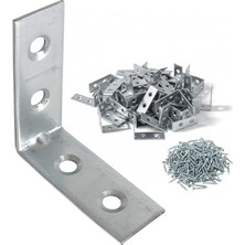 aklow akyoleticaret 50 Adet Metal Köşebent 40X40X15 mm Kalın L Demiri Gönye Mobilya Duvar Sabitleme Bağlantı Aparatı