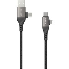 MSP LC501 4in1 Usb-A+Usb-C To Usb-C+Lightning Şarj ve Data Kablosu, 60W, 1m, Gri