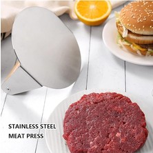 MSP Smash Burger Presi,12 Cm,3 mm 304 Paslanmaz Çelik Burger Presi, Ahşap Saplı