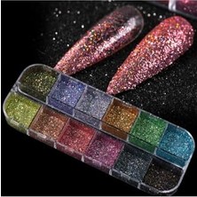 aklow akyoleticaret 12'li Glitter Sim Seti, Nail Art ve Tırnak Süsleme, HBSUS4TRNAK