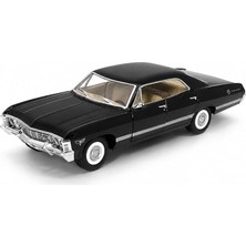 MSP 1:43 1967 Chevrolet Impala Çek Bırak Metal Model Araba, Açılabilir Kapılı Klasik Araç KT5418D, Siyah