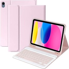 MSP iPad 11.nesil A16 11INÇ/10.NESIL 10.9inç ile Uyumlu Kılıf Kablosuz Klavyeli Case Mobax Türkçe Klavye Pembe Açık