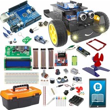MSP ile Uyumlu 2WD Robot Araba ve Süper Ideal Başlangıç Seti - Uno R3-92 Çeşit 317 Parça - Engelden Kaçan Akıllı Robot Yapım Kiti - Stem Kodlama Eğitimi