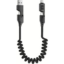 MSP 1 Arada Type-C ve Usb-A 65W Akordiyonlu Şarj Kablosu