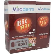 MSP Bit Bit Sprey 100 ml - Miraderm Tea Tree Oil Şamuan 150 ml + Metal Tarak Hediye (Islak Saçlar Için)