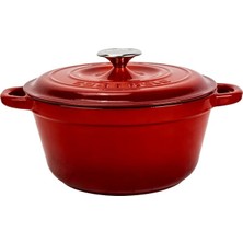 MSP Döküm Yuvarlak Tencere Döküm Demir Kapak New Heritage Serisi Çap 26CM. Kırmızı