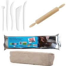 MSP Kil Hamuru Set-1, Seramik Hamuru Başlangıç Seti, Ebeşuar, Merdane, 1 kg Beyaz Kil