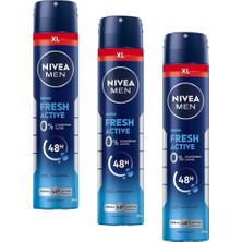 MSP Men Erkek Sprey Deodorant Fresh Active 200ML, Ter Kokusuna 48 Saat Etkili, Erkeksi Koku, Ferahlık,ekonomik Boy (3 Paketi)
