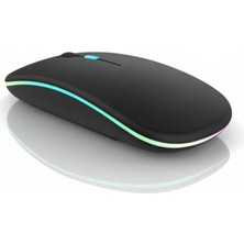 MSP Kablosuz Mouse, Çift Modlu (Bluetooth 5.0 + 2.4ghz Usb) Şarj Edilebilir Rgb Işıklı Sessiz Mouse, Pc, Laptop, Macbook, Tablet, Ipad, Telefon Uyumlu (Bgms, Siyah)