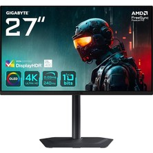 MSP MO27U2 26,5" Qd-Oled Gaming Monitor, 4K UHD (3840X2160), 240Hz, 0.03MS Gtg, HDMI 2.1 & Dp 1.4, Displayhdr True Black 400, Hdr 1000 Nits, Kvm & Usb-C, Dahili Hoparlör