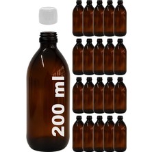 MSP Amber Ecza Şişesi, 200 Ml, Kahverengi Cam, Plastik Contalı Kilit Kapak, Hava ve Sıvı Sızdırmaz, 28MM Ağız Çaplı, Parfüm Demlemek Için Uygun, 20 Adet (200 Ml, Beyaz Kapak)